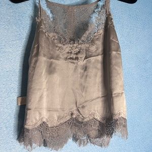 Silver silk Lace Top
